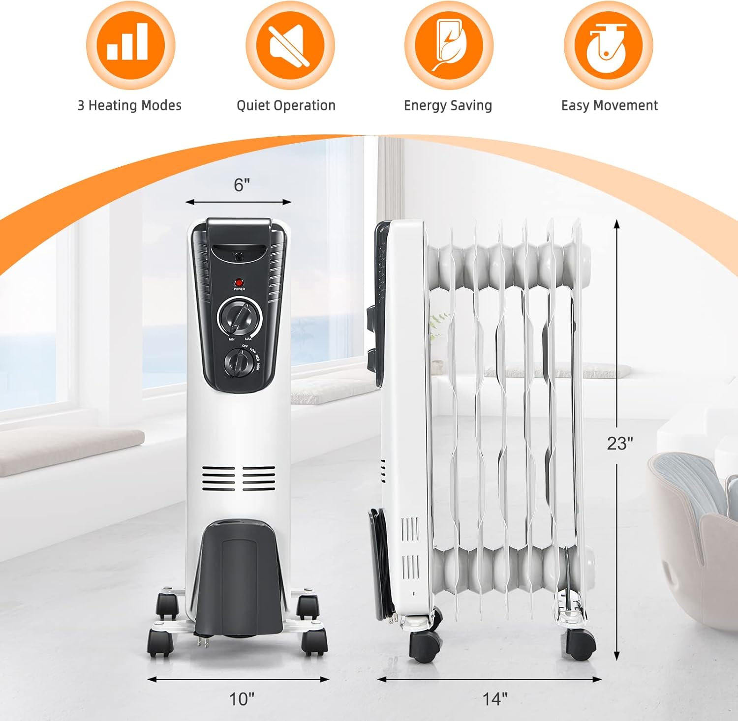 ORALNER Oil Filled Radiator Heater 1500W