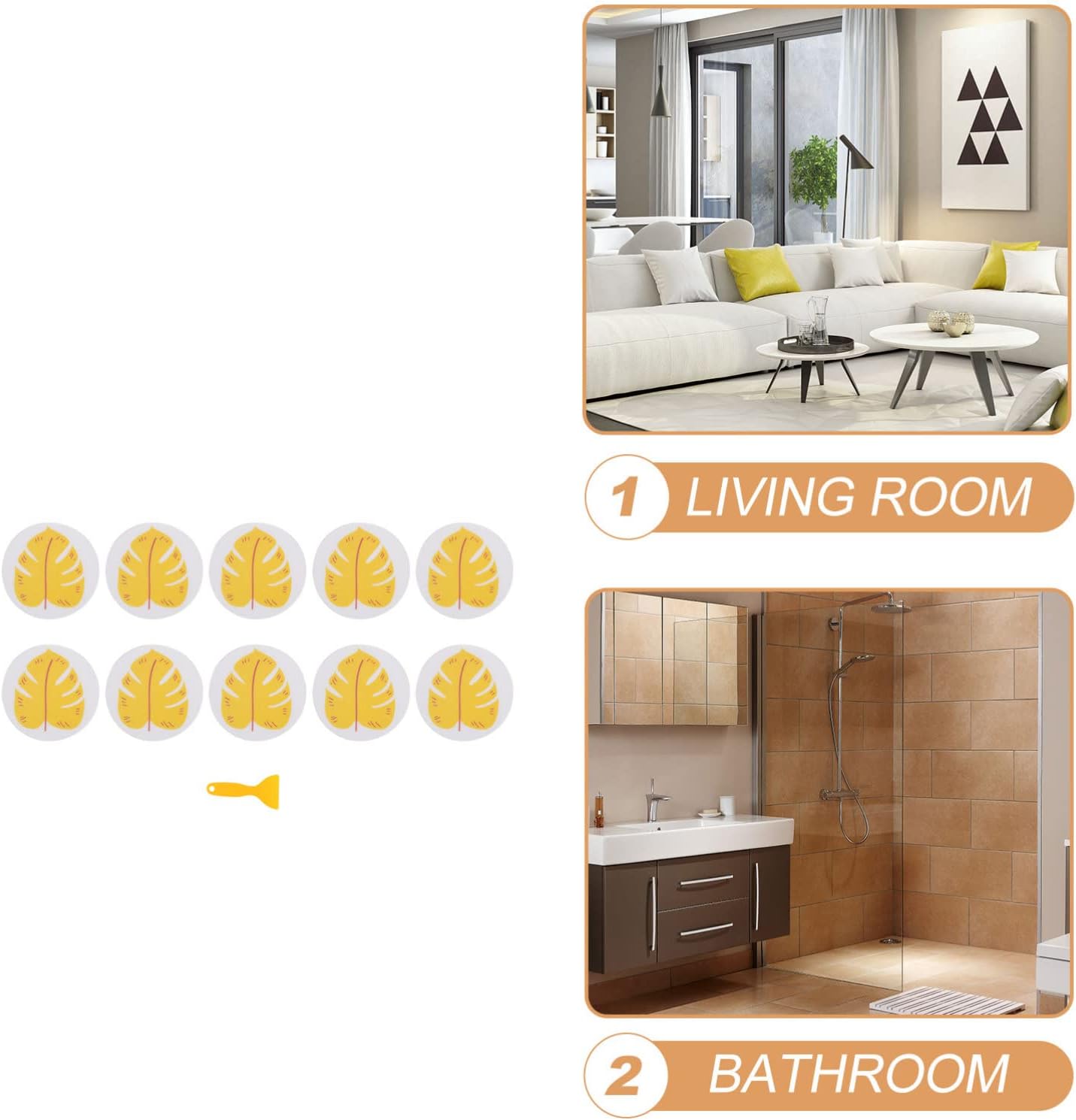 Zerodeko Leaf-shaped Anti-slip Bathtub Sticker Set