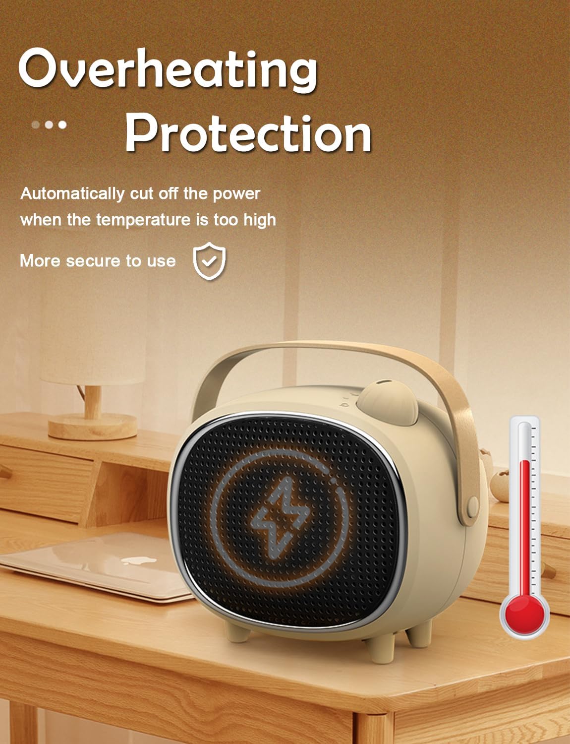 NamUla Fast Heating Desk Space Heater - Safe Quiet 500W1000W PTC Ceramic Fan