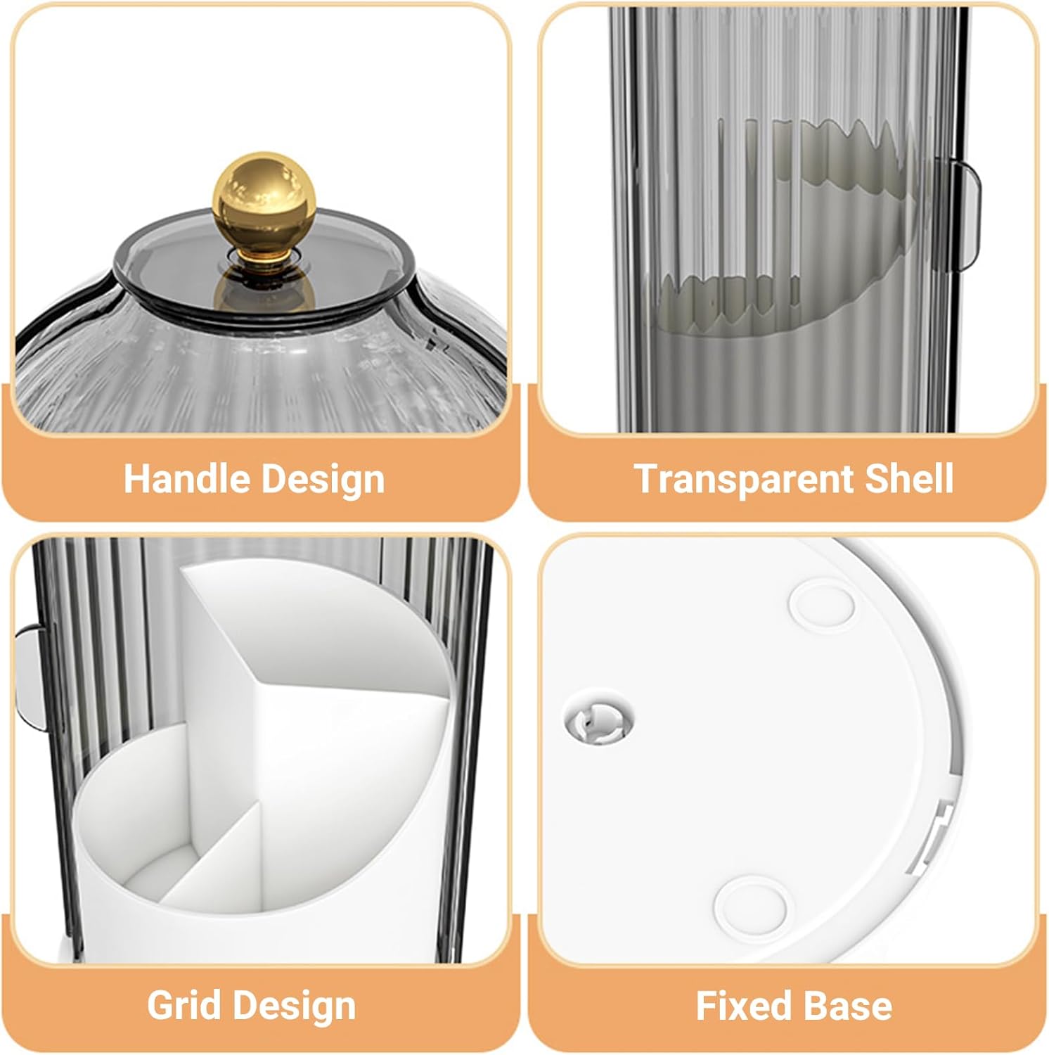 Concealed Toothbrush Holder with 360 Rotating Lid for Bathroom Counter