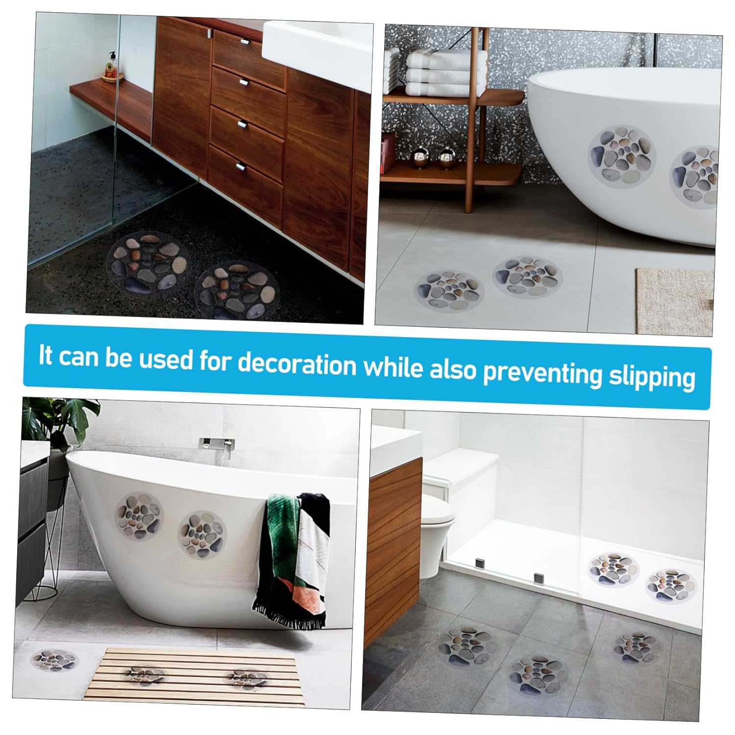 12-Piece Non-Slip Stone Tub Stickers for Safe and Stylish Bathroom