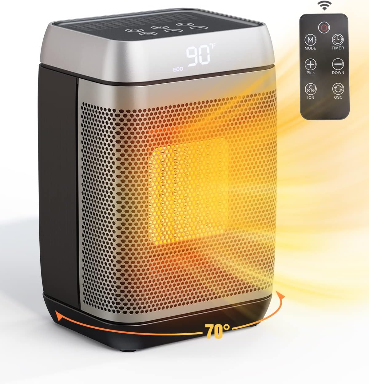 Aoresac 1500W Oscillating Space Heater with Remote Control