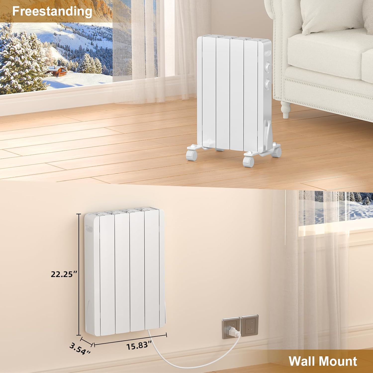 Eueiriup 800W Electric Wall Heater Portable Convection