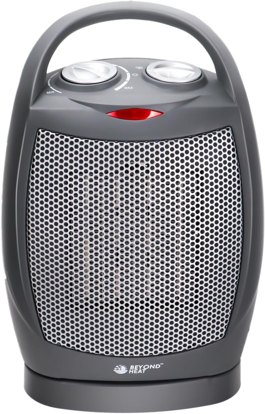 BEYOND HEAT 7501500W Ceramic Space Heater with Oscillation and Safety Features