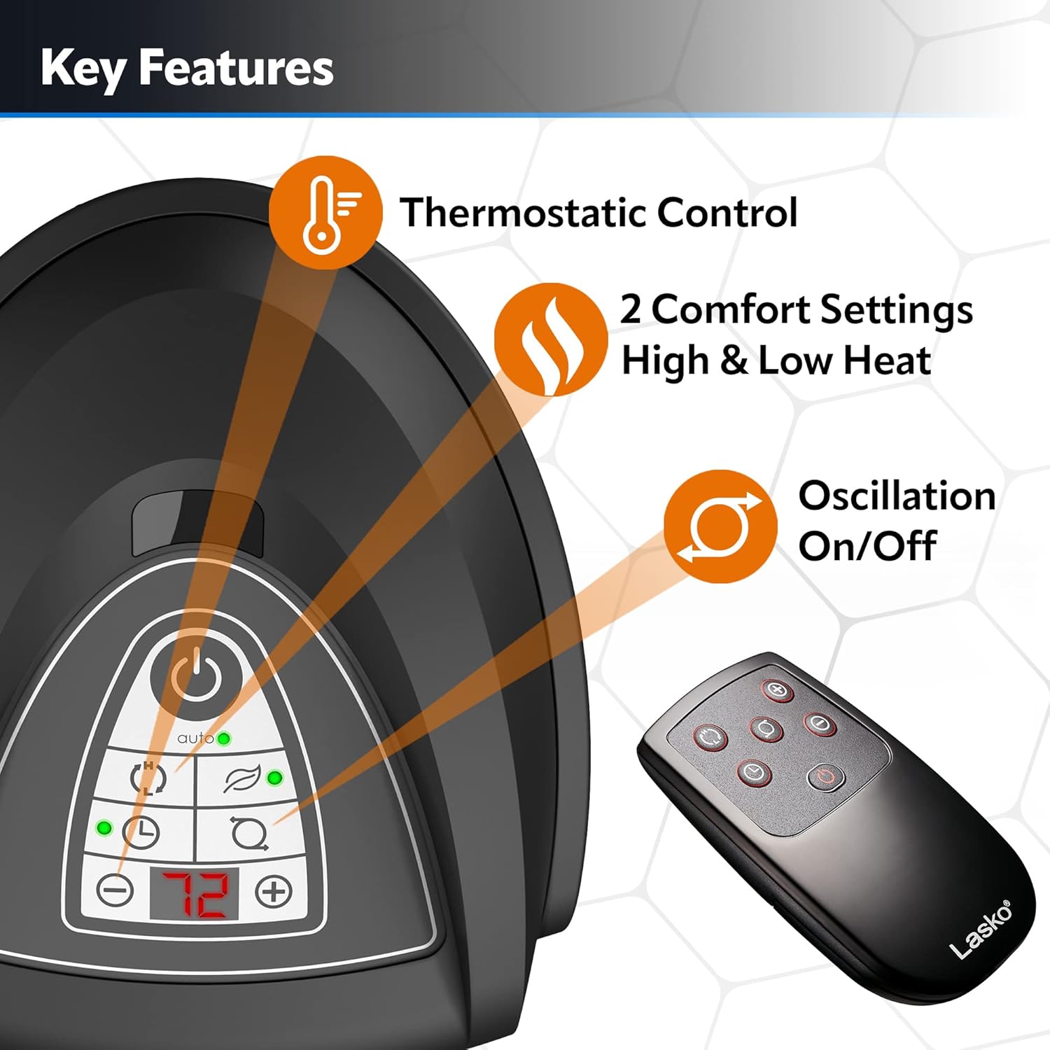 Lasko 225 Inch Electric Ceramic Space Heater with Remote Control and Safety Features