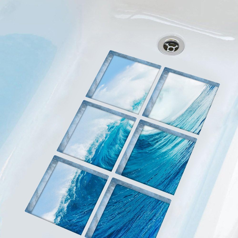 ChezMax Sea Waves Non-Slip Bath Tub Stickers 6 Pcs