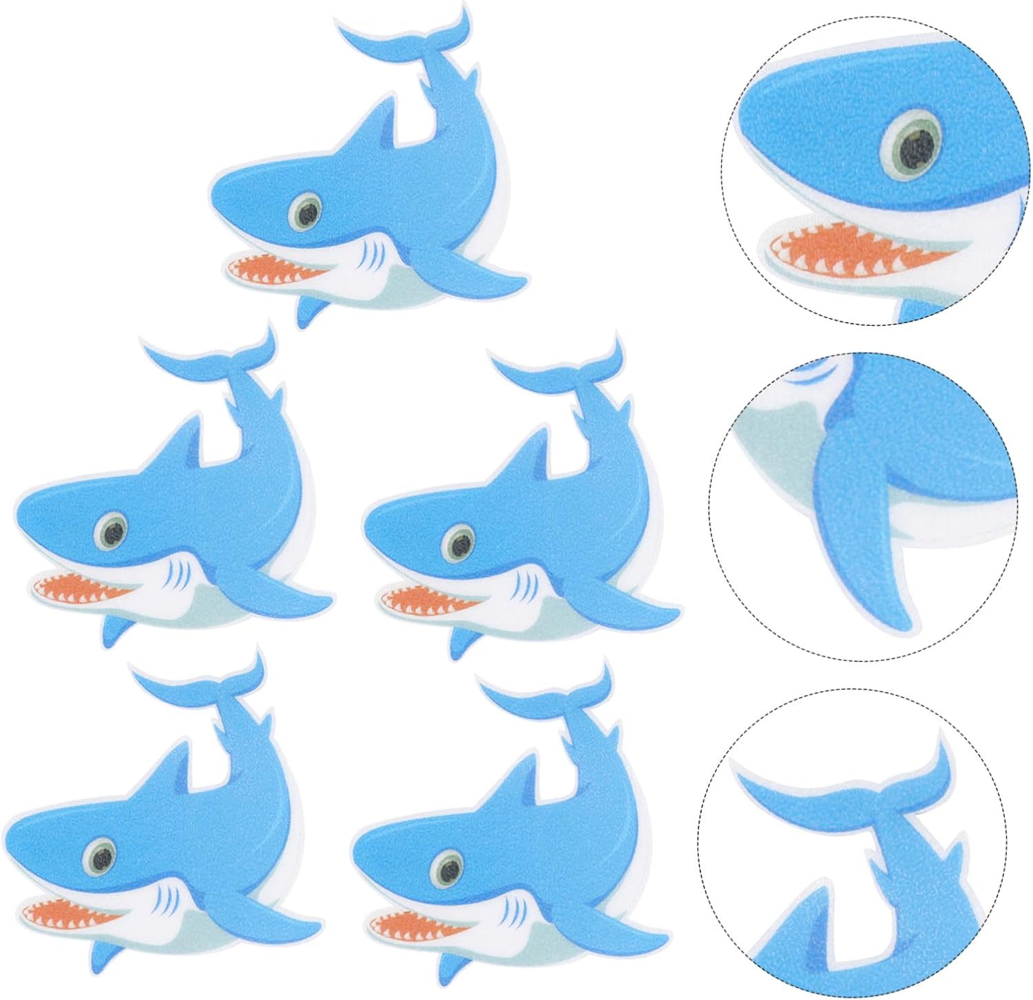 Amosfun 5pcs Non-Slip Bath Stickers Cartoon Shark Design
