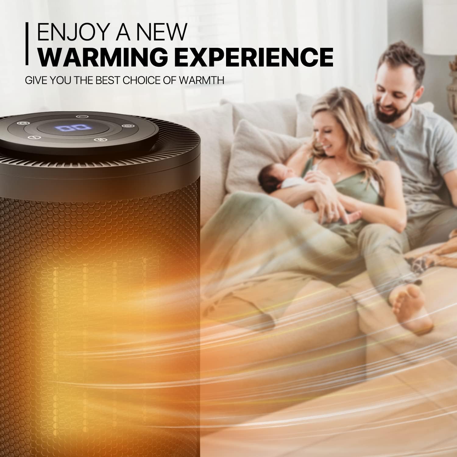MoNiBloom 3-Mode Electric Space Heater with Safety Features and Remote Control