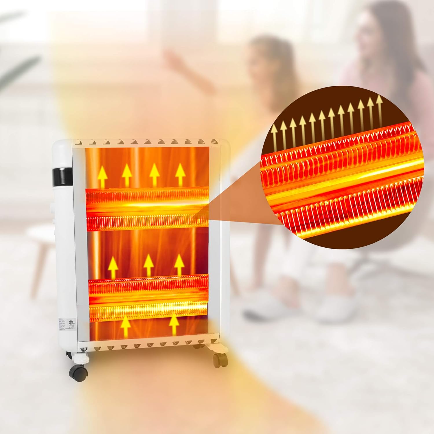 E-Macht 1500W Electric Space Heater with Dual Safety and Adjustable Temperature