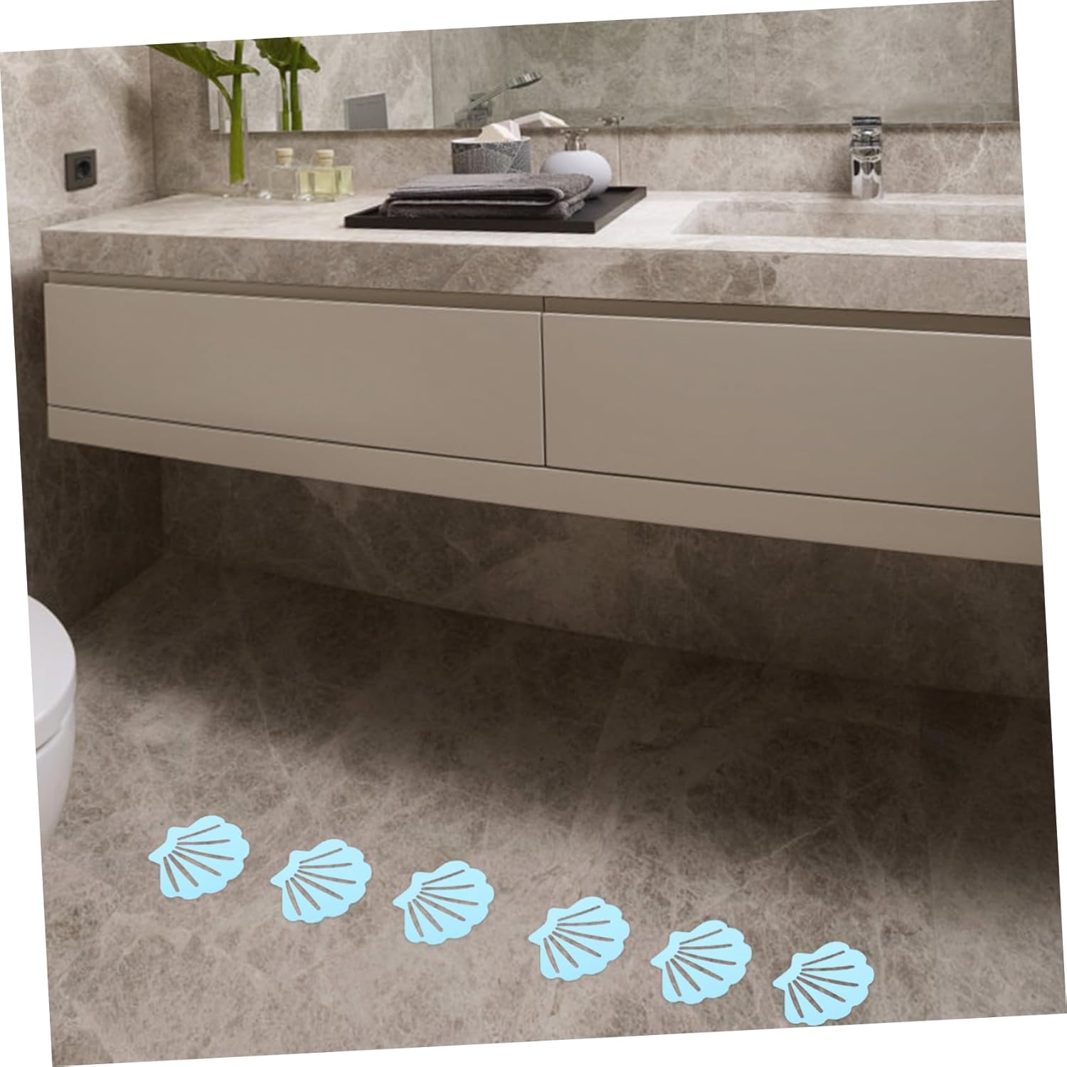 PRETYZOOM 12Pcs Shell Shape Non-Slip Bathroom Stickers