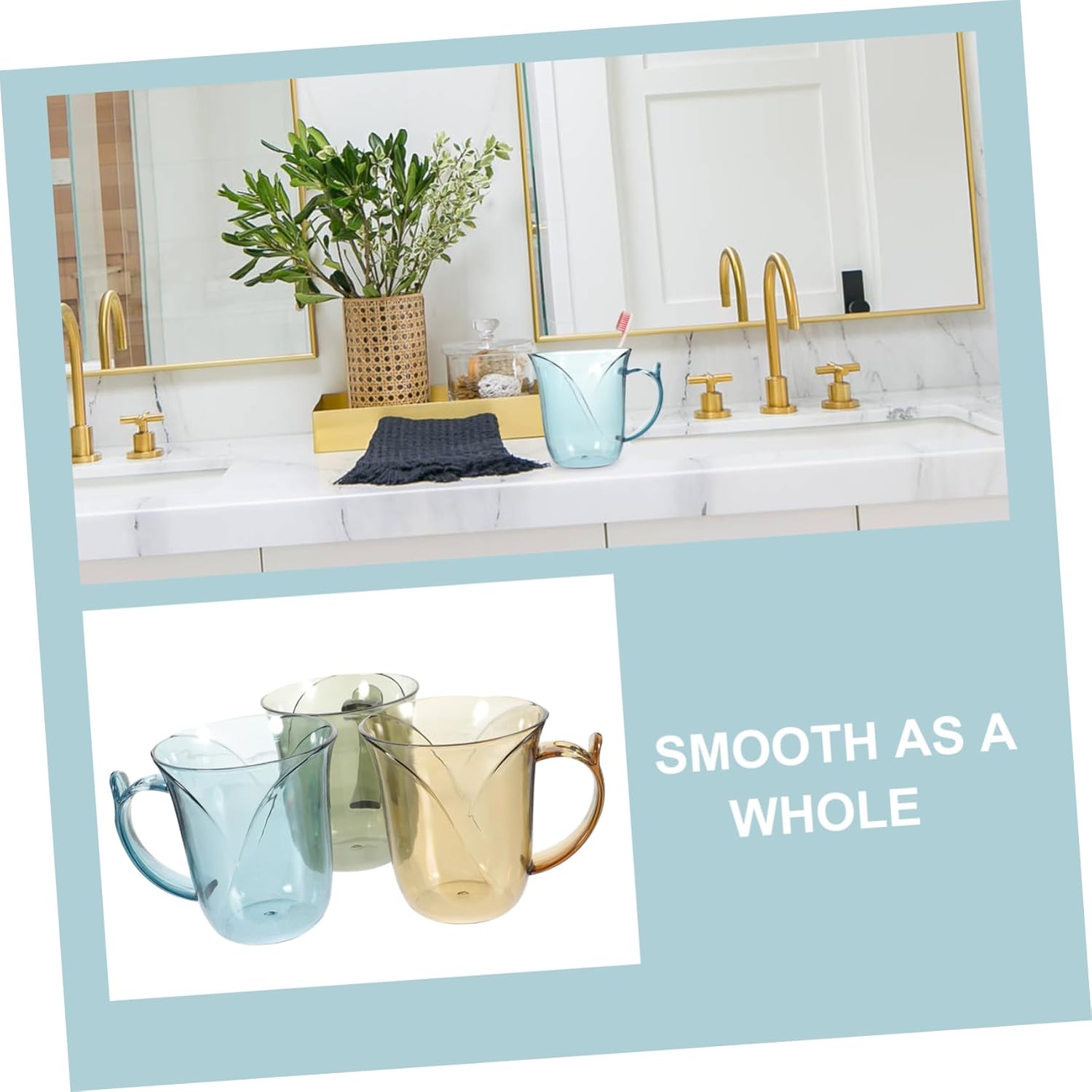 HOOTNEE Mouthwash Cup with Handle for Toothbrush Holder