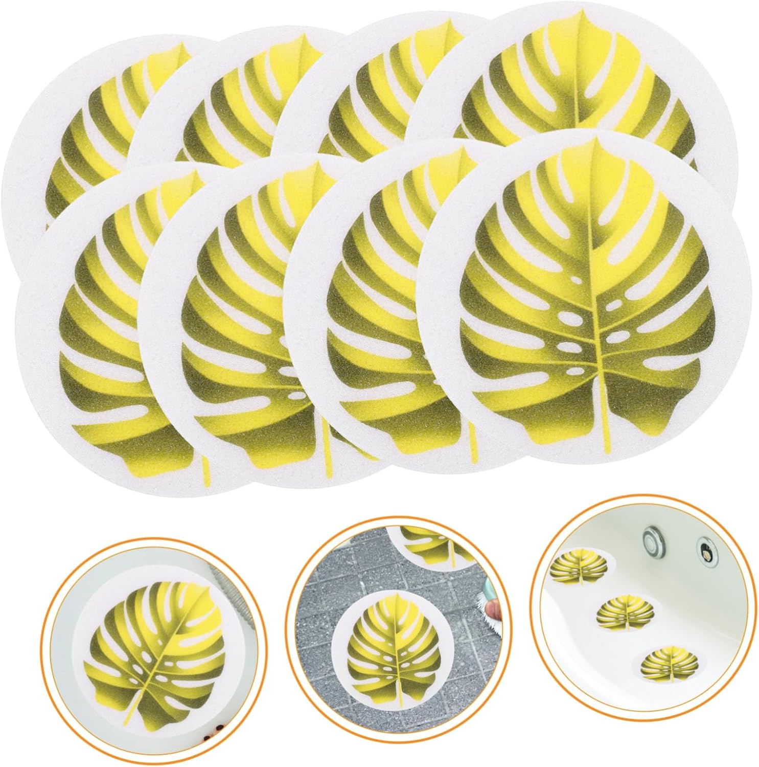 Labrimp 1 Set Leaf Shaped Bathtub Non-Slip Stickers