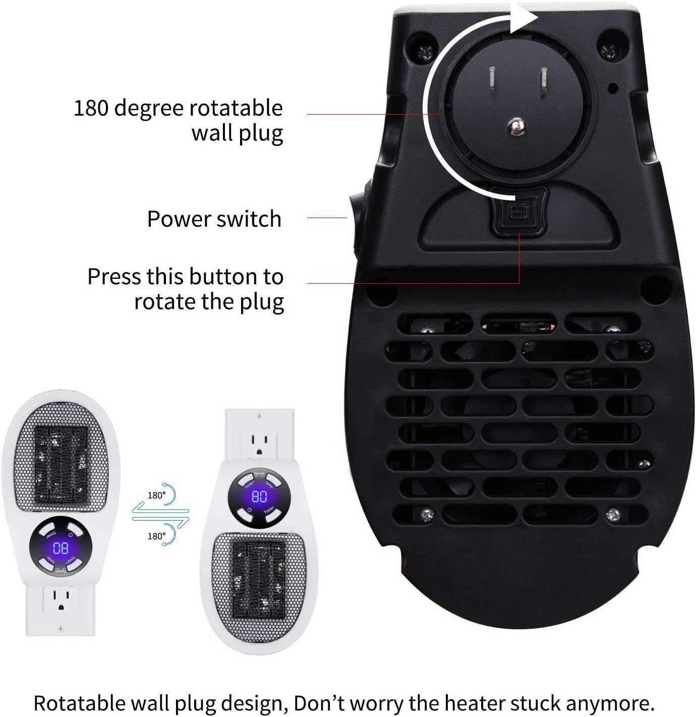 GiveBest 350W Electric Space Heater with Timer and Thermostat