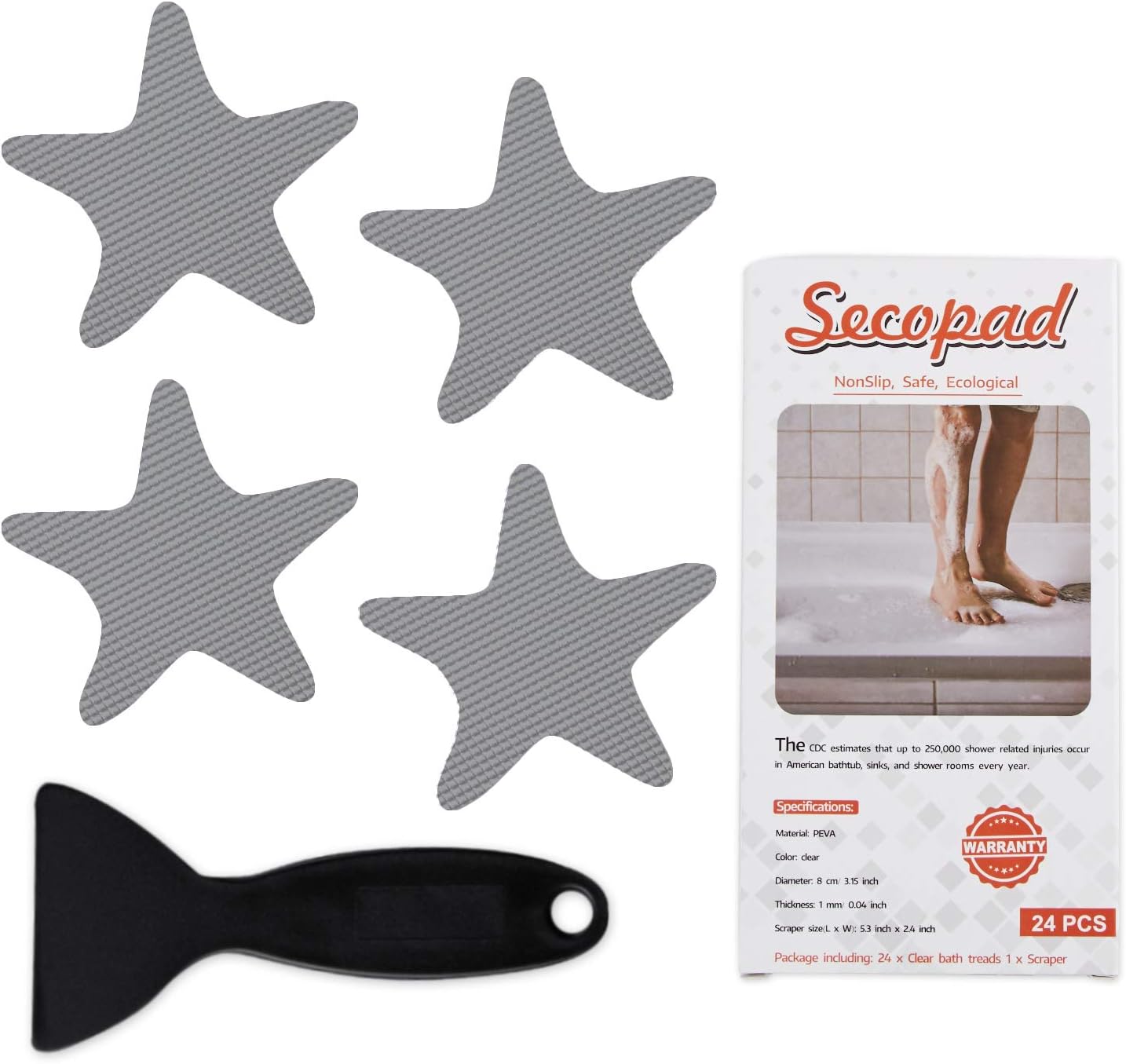 Anti Slip Bathtub Stickers 24PCS with Premium Scraper