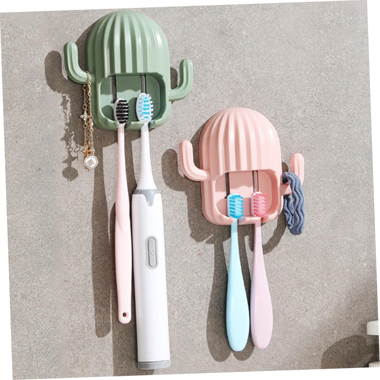4Pcs Cactus Toothbrush Holder Wall Mounted Organizer 1