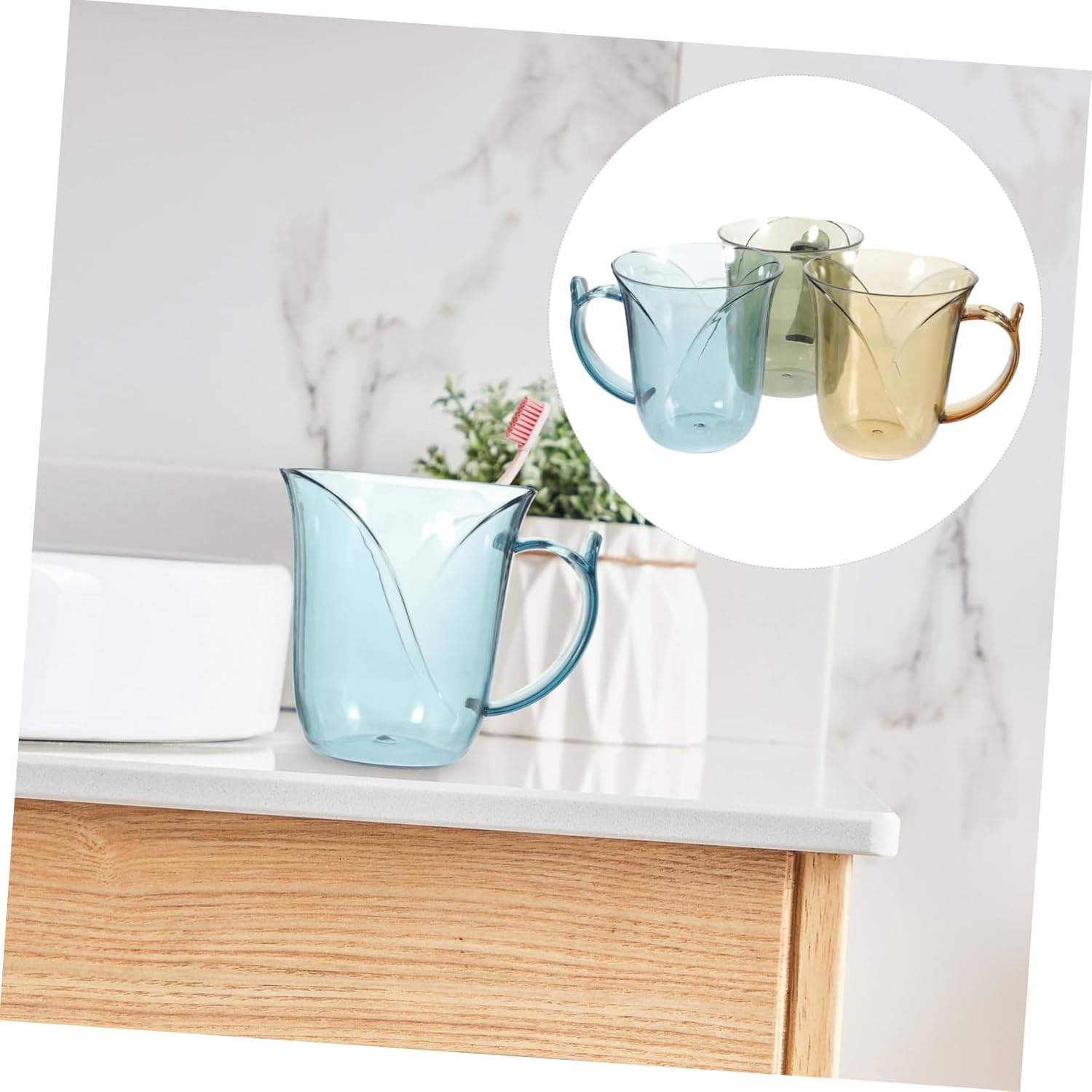 HOOTNEE Mouthwash Cup with Handle for Toothbrush Holder