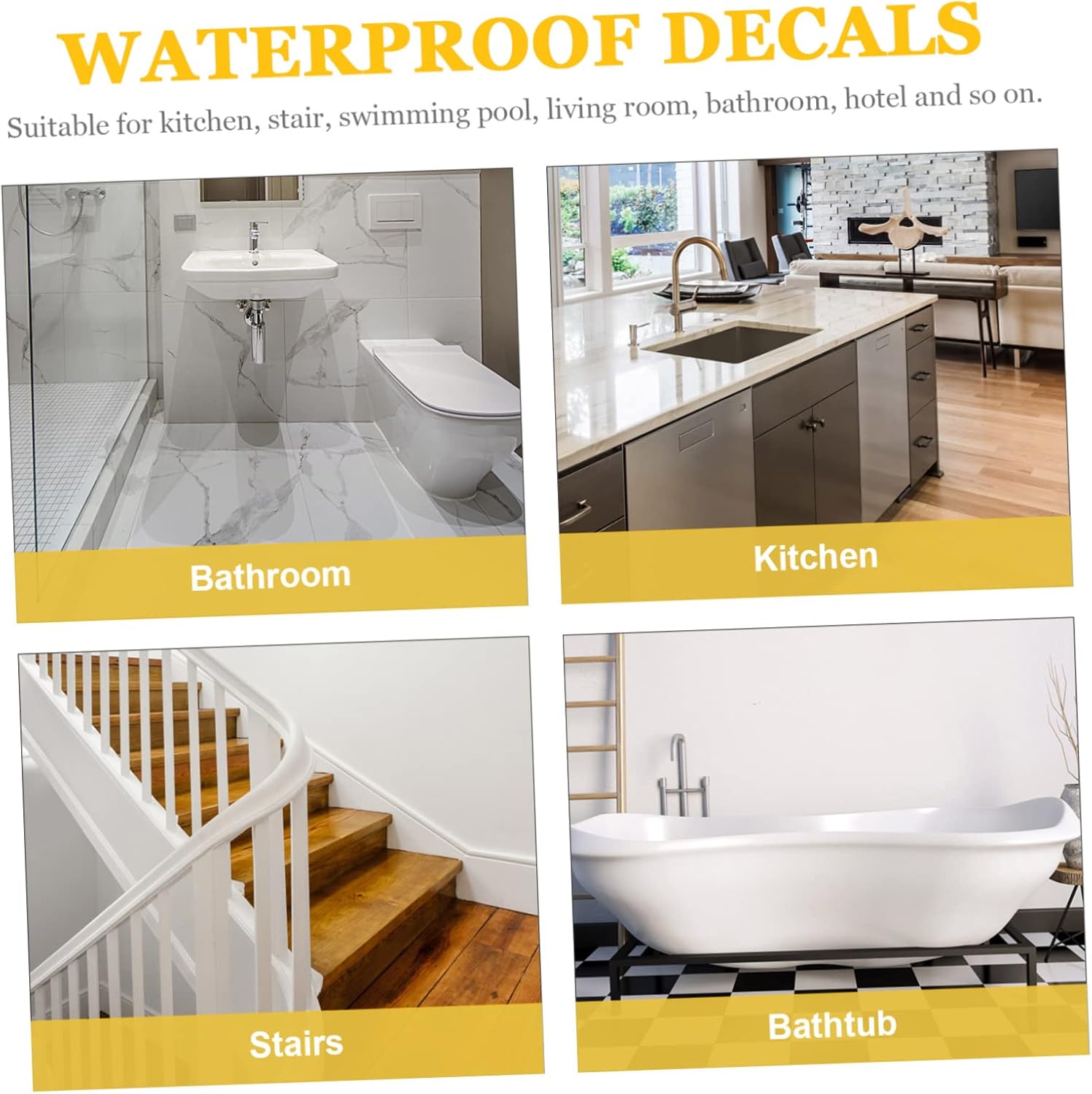 Hohopeti 12pcs Yellow Bath Stickers Non-Slip Safety Decor
