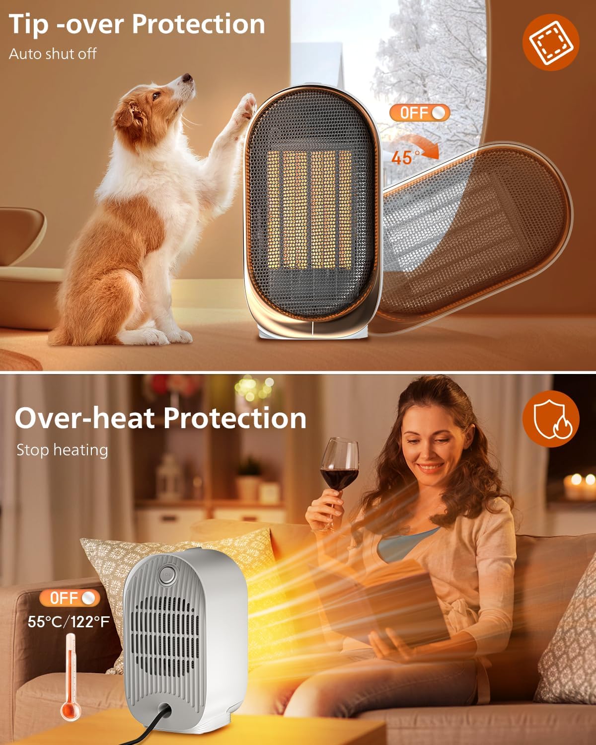 QQT 1000W PTC Ceramic Space Heater - Blue