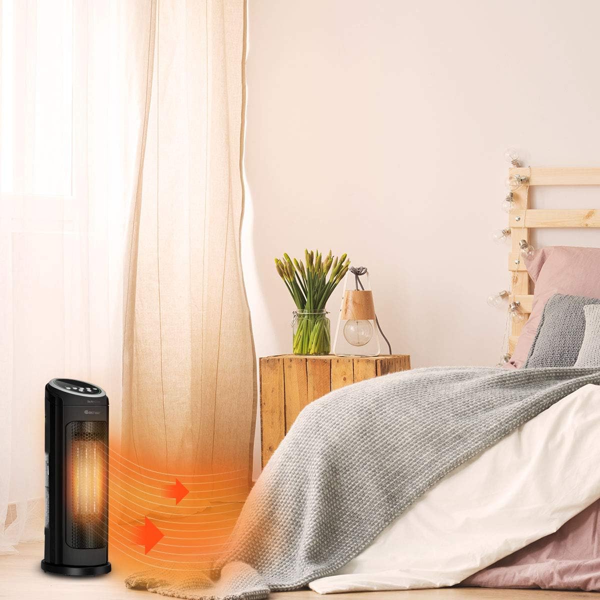 COSTWAY 1500W Ceramic Space Heater with Remote and Timer