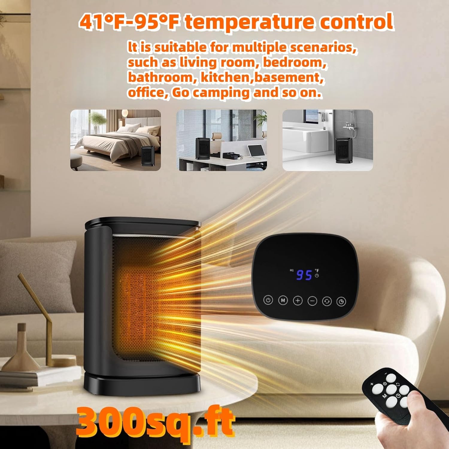 Aidejah 1500W Electric Ceramic Space Heater with 12H Timer