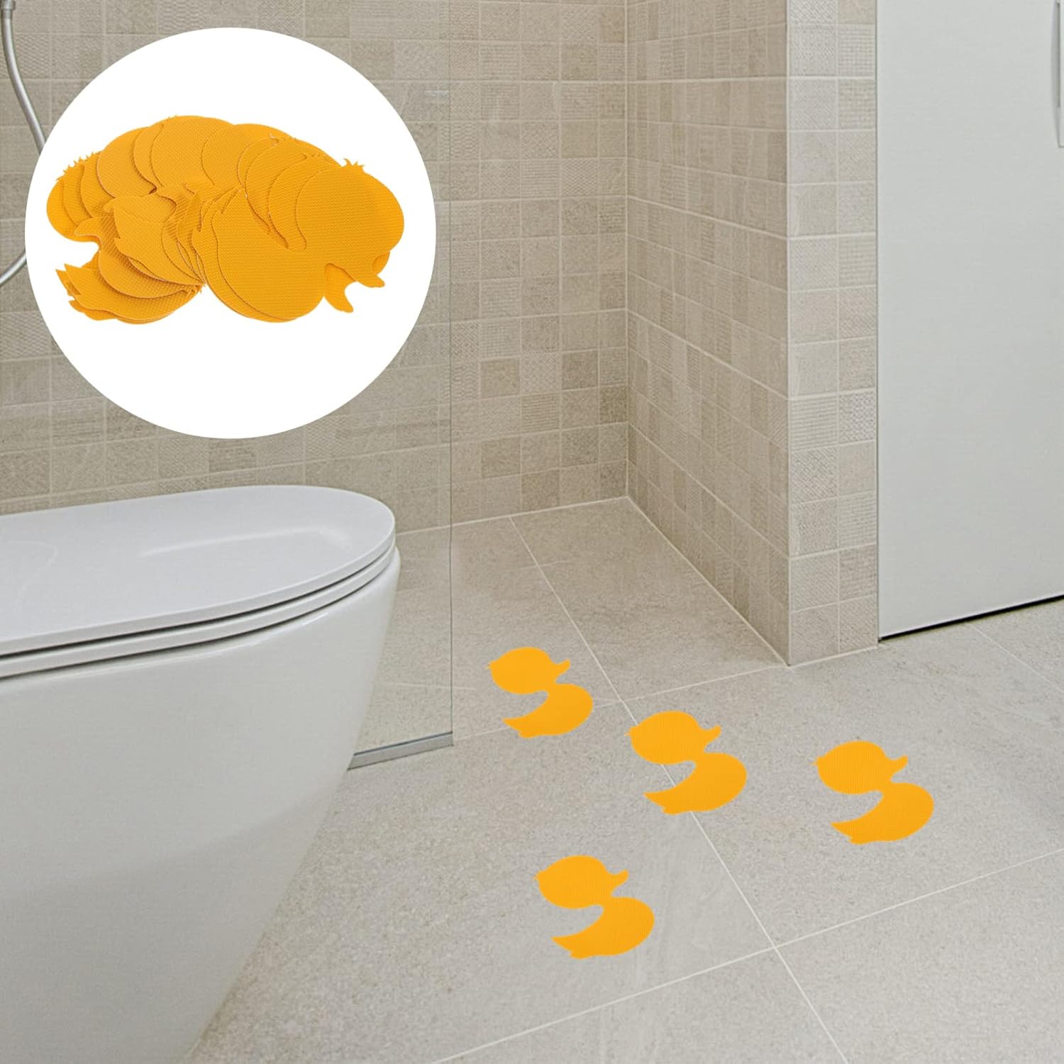 Toddmomy 12Pcs Non Slip Bathtub Stickers with Cute Yellow Designs