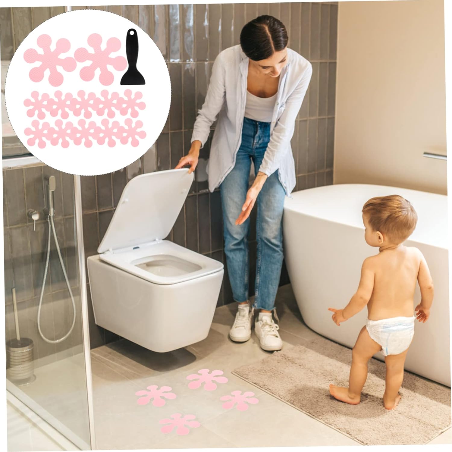 HOOTNEE 1Set Snowflake Non-Slip Bathtub Stickers