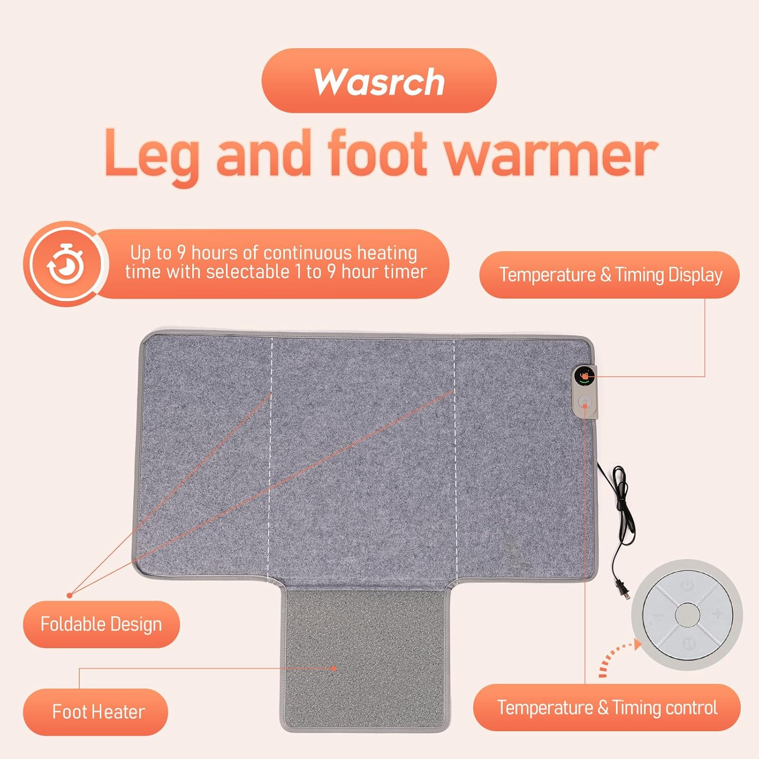 Wasrch Portable Space Heater with Auto Shut Off and Thermostat
