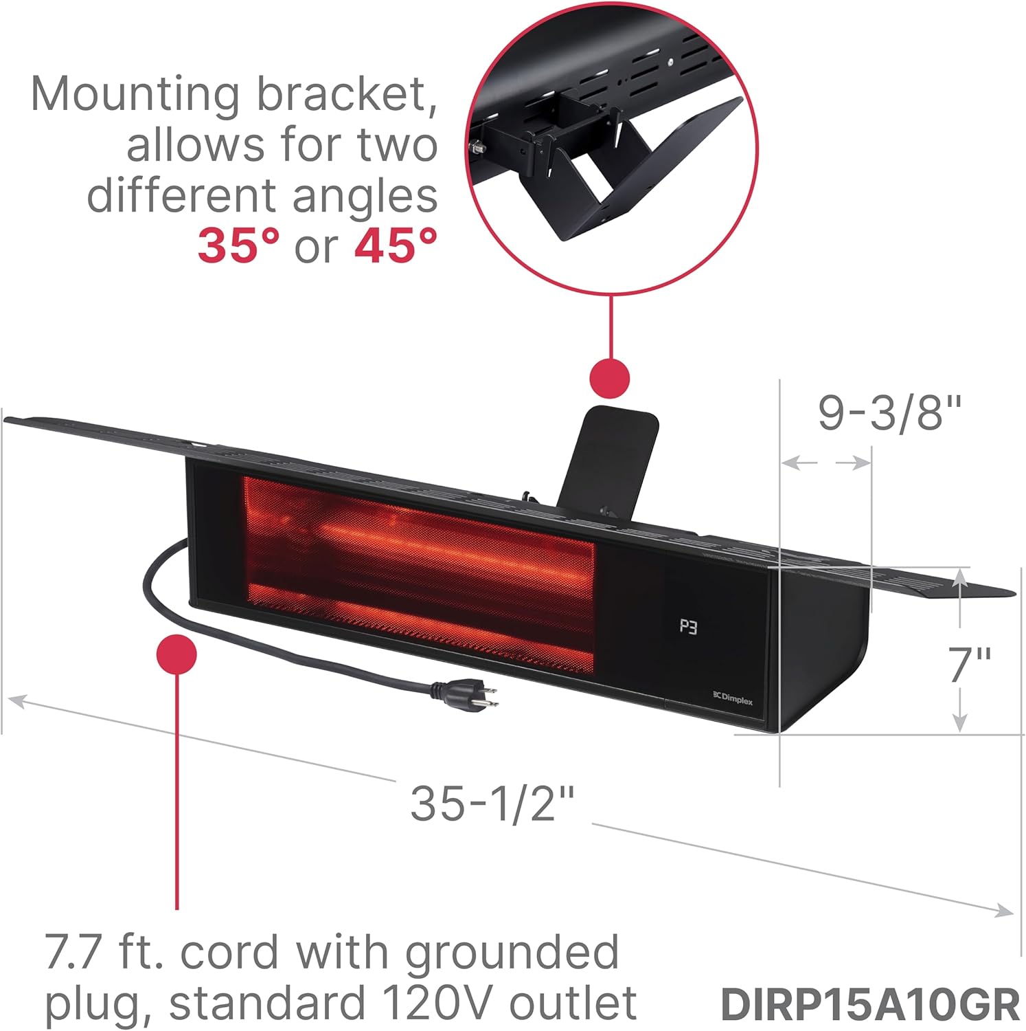 Dimplex Infrared Patio Heater 1500W Weatherproof Black