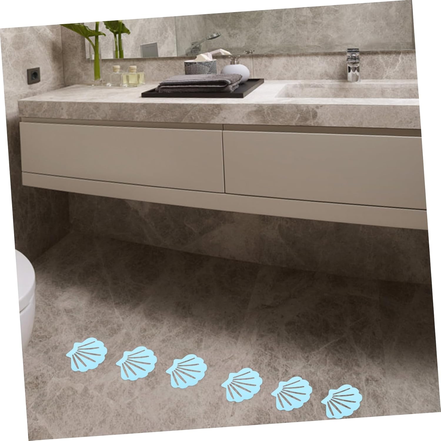HOOTNEE 12pcs Shell Shaped Non-Slip Bath Decals