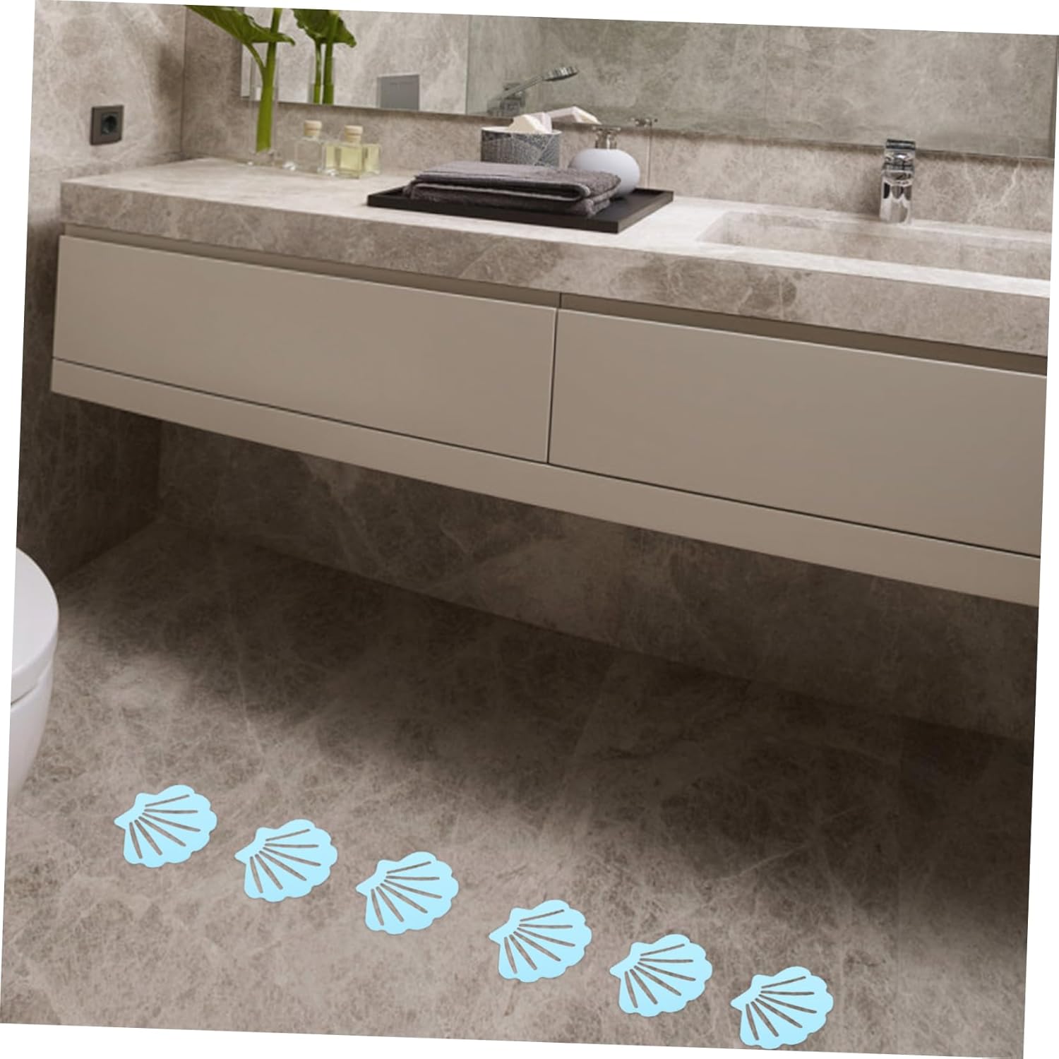 Zerodeko 12Pcs Shell Bath Stickers Non-Slip Decor