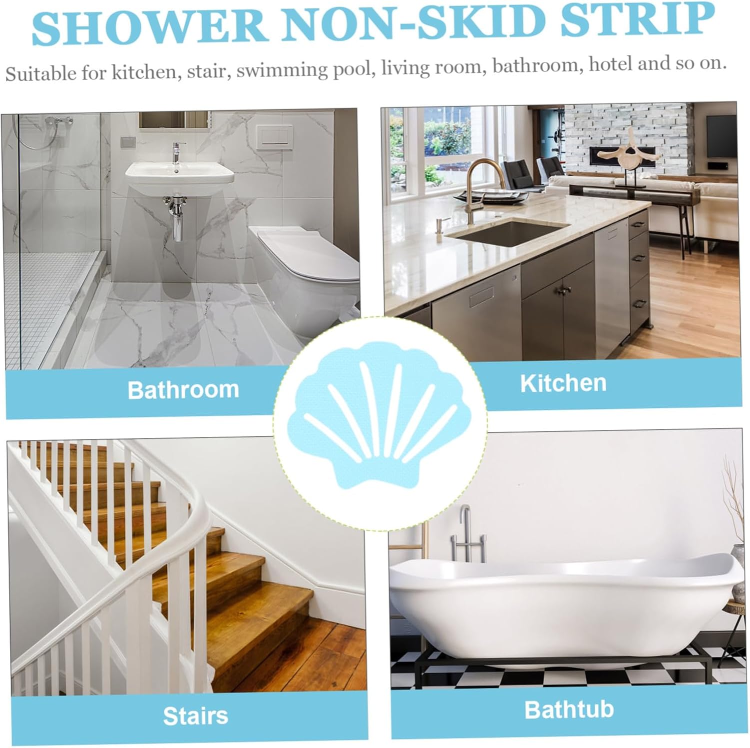 Luxshiny 30pcs Shell Shaped Non-Slip Bath Stickers 1