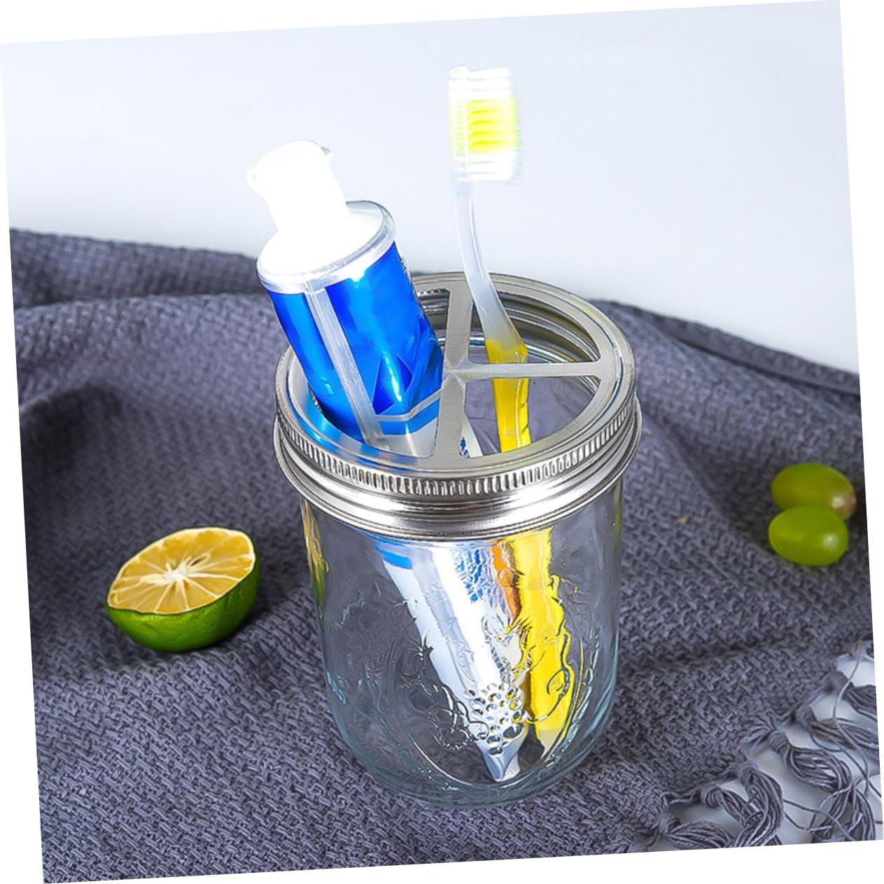 PERSELOSO 5Pcs Wide Mouth Jar Toothbrush Holder Lids