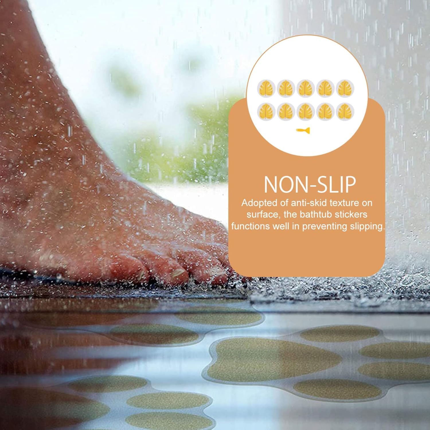 Zerodeko Leaf-shaped Anti-slip Bathtub Sticker Set