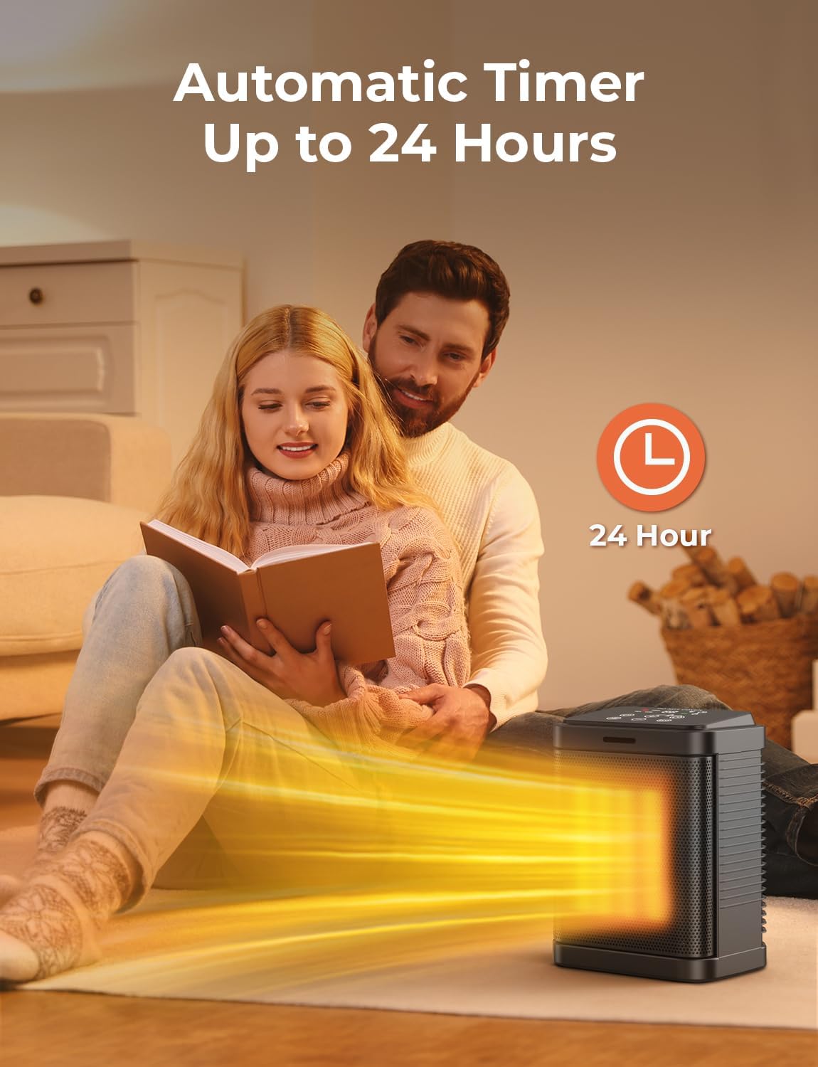 Oprunsy Electric Heater with Digital Thermostat and Child Lock