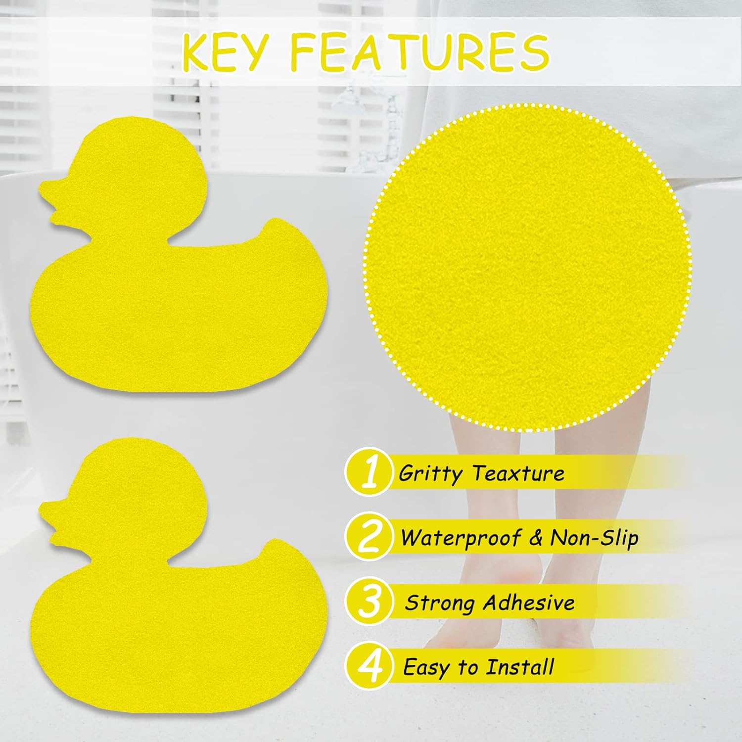 SX Cartoon Duck Tub Stickers - 12PCS Non-Slip Waterproof Floor Mats
