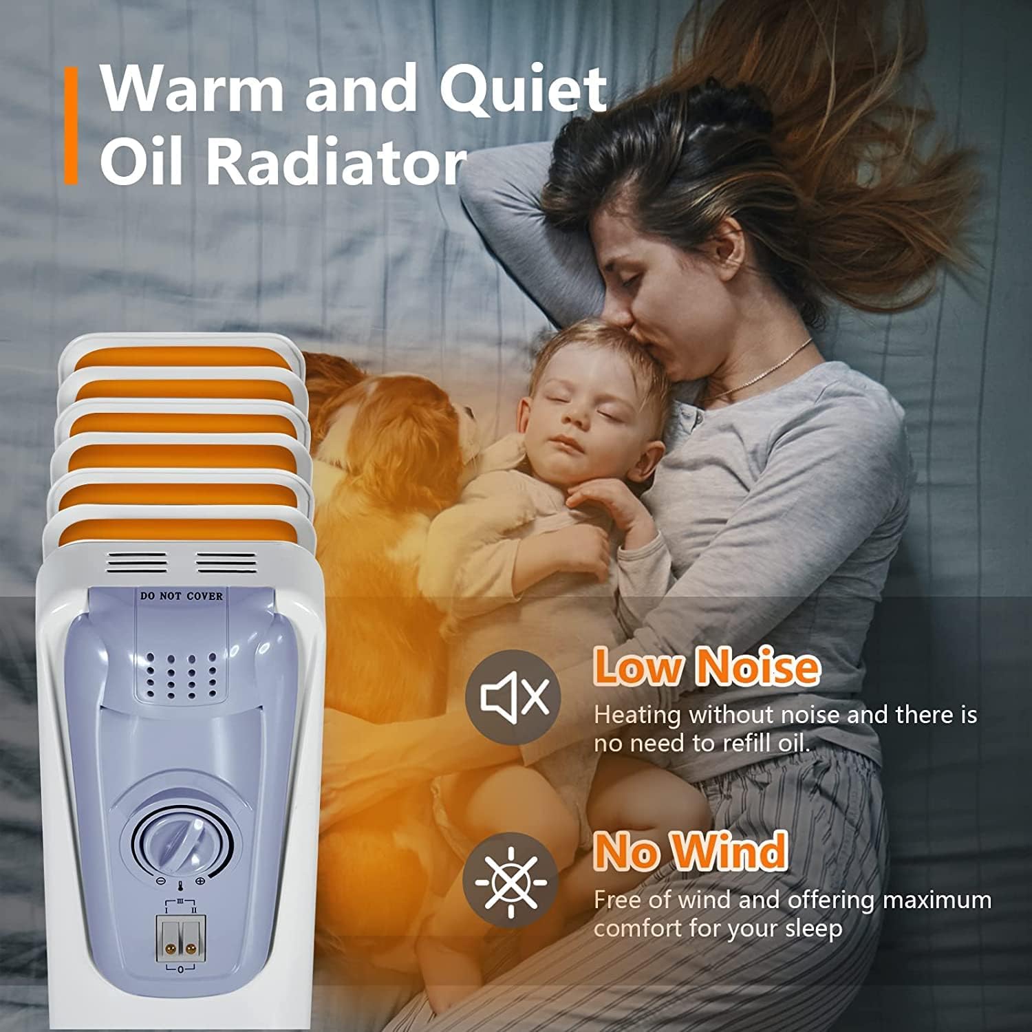 ARLIME 1500W Oil Filled Radiator Heater with 3 Heat Settings