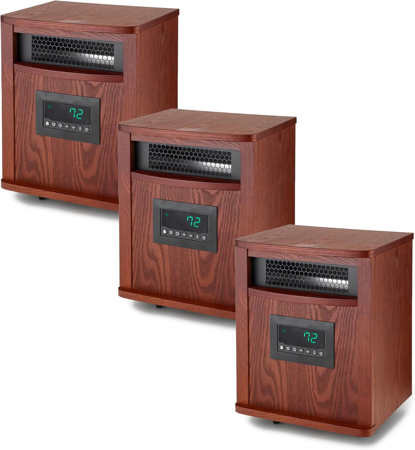 Lifesmart 1500W Infrared Space Heater with 6 Elements Remote Casters Brown 3 Pack