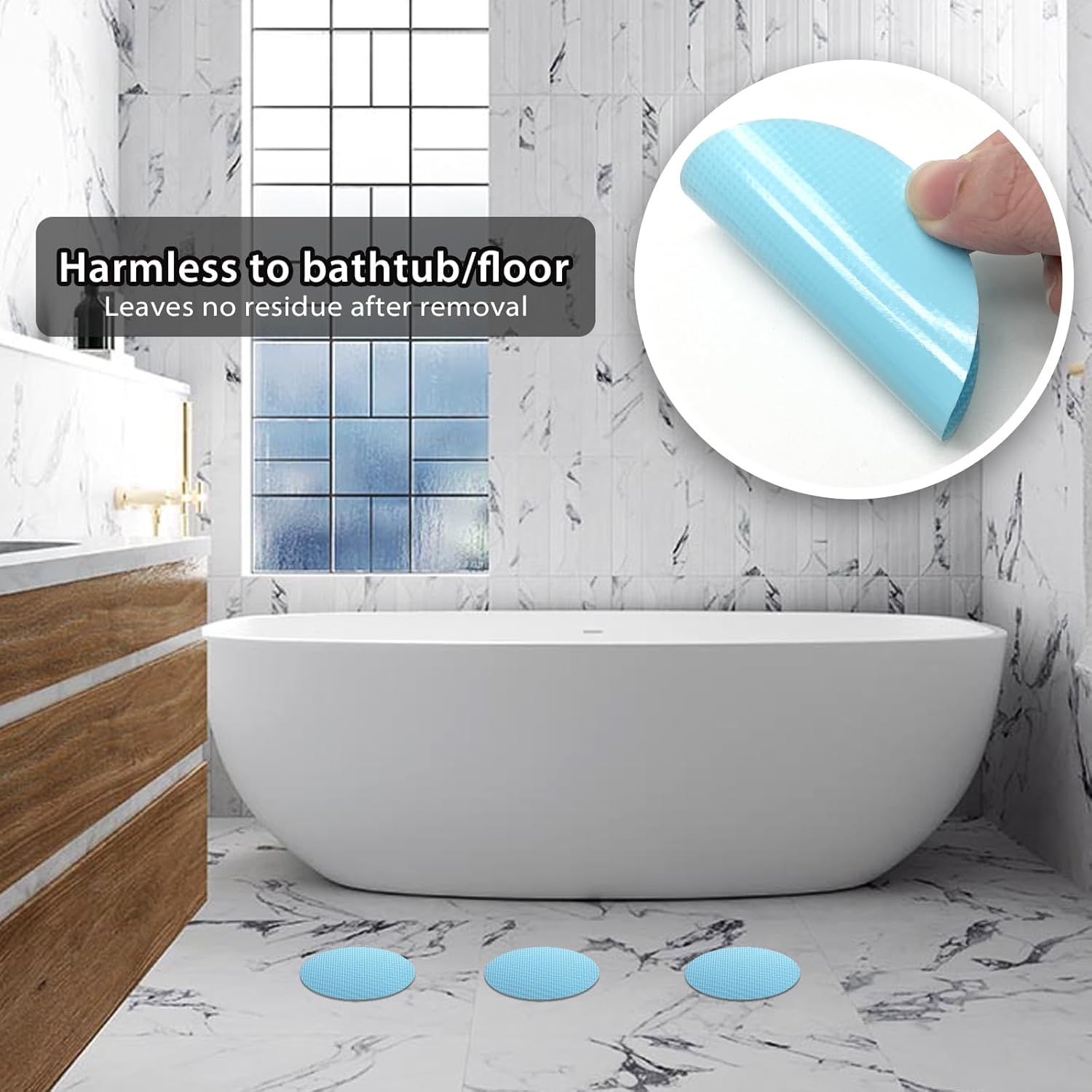 24 PCS Non Slip Bathtub Stickers Blue Round Anti Slip Decals