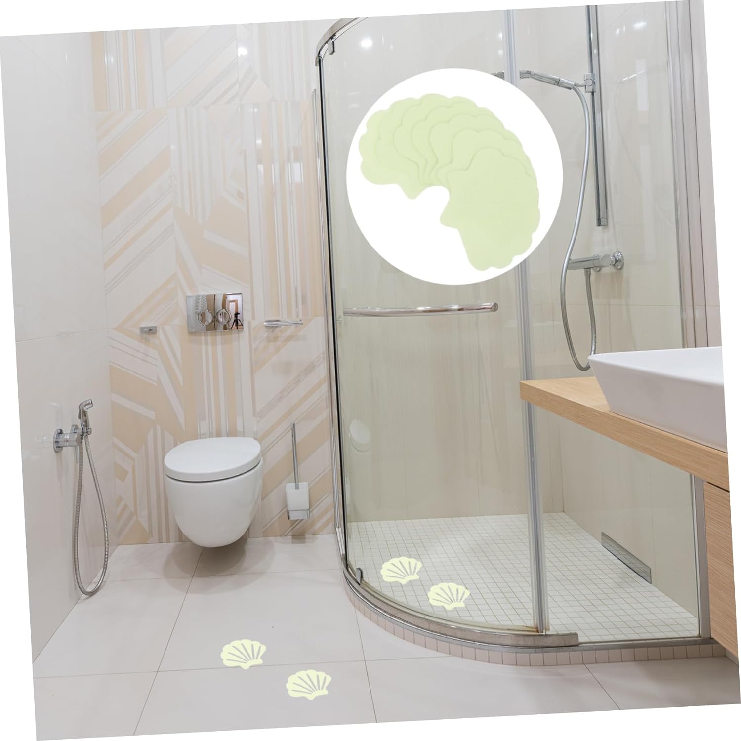 PRETYZOOM 30pcs Shell Shape Non-Stickers for Bathtub Stair Safety