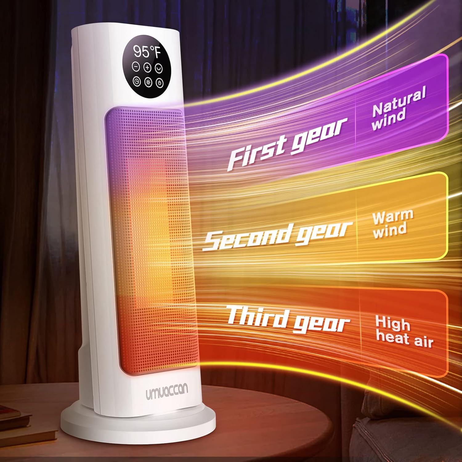 UMUACCAN 1500W Fast Heating Space Heater with Oscillating and Safety Features