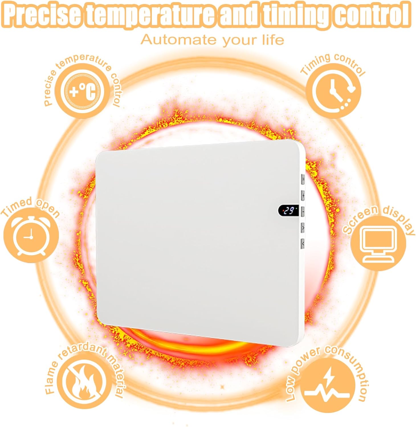 AHDFY Quiet Electric Wall Heater with Convection Technology