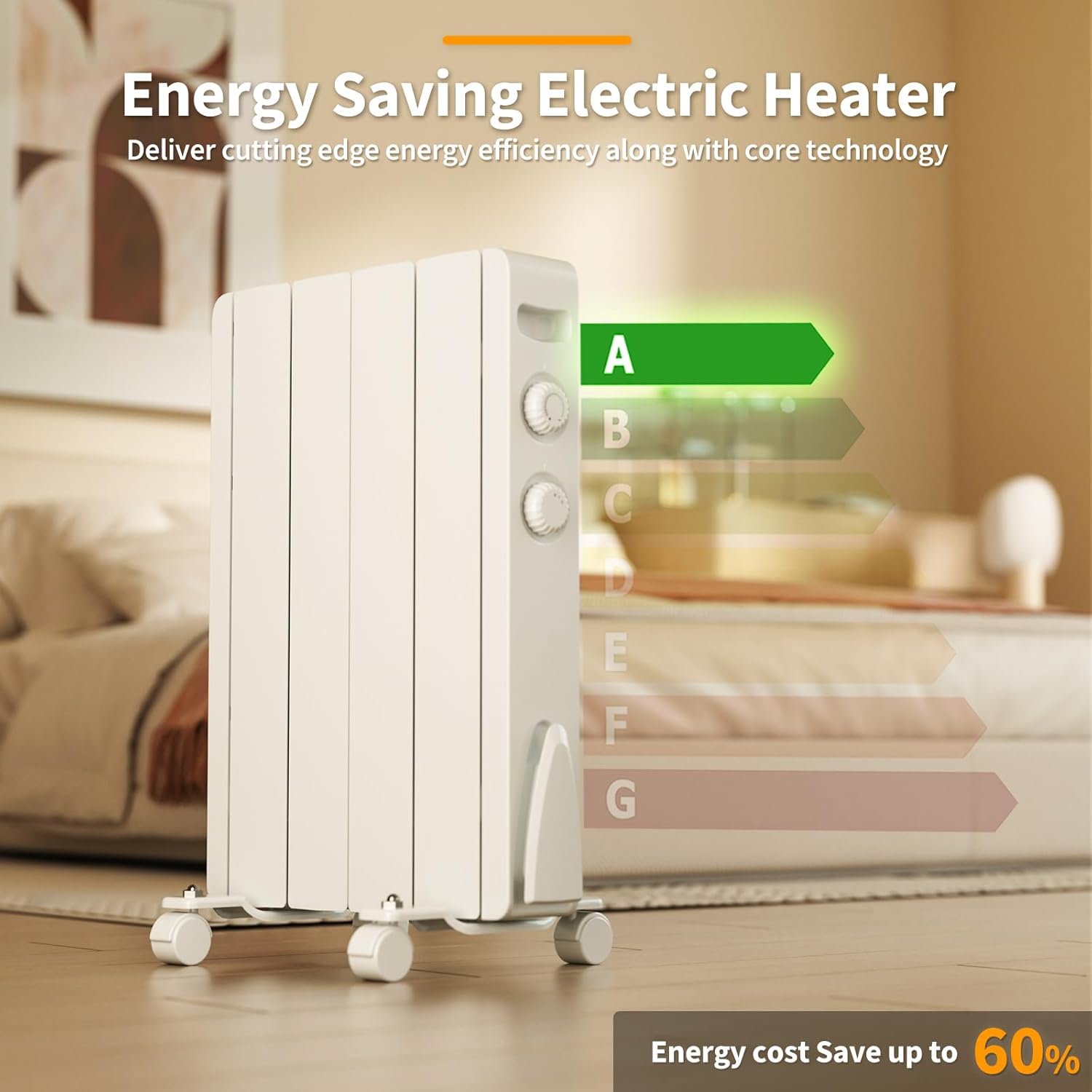 Fierscial 800W Electric Wall Heater Fan-Less Quiet Convection Heating