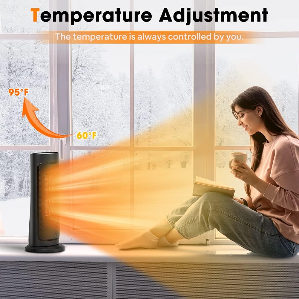 LifePlus 50 Oscillating Ceramic Heater with Remote Control and Timer