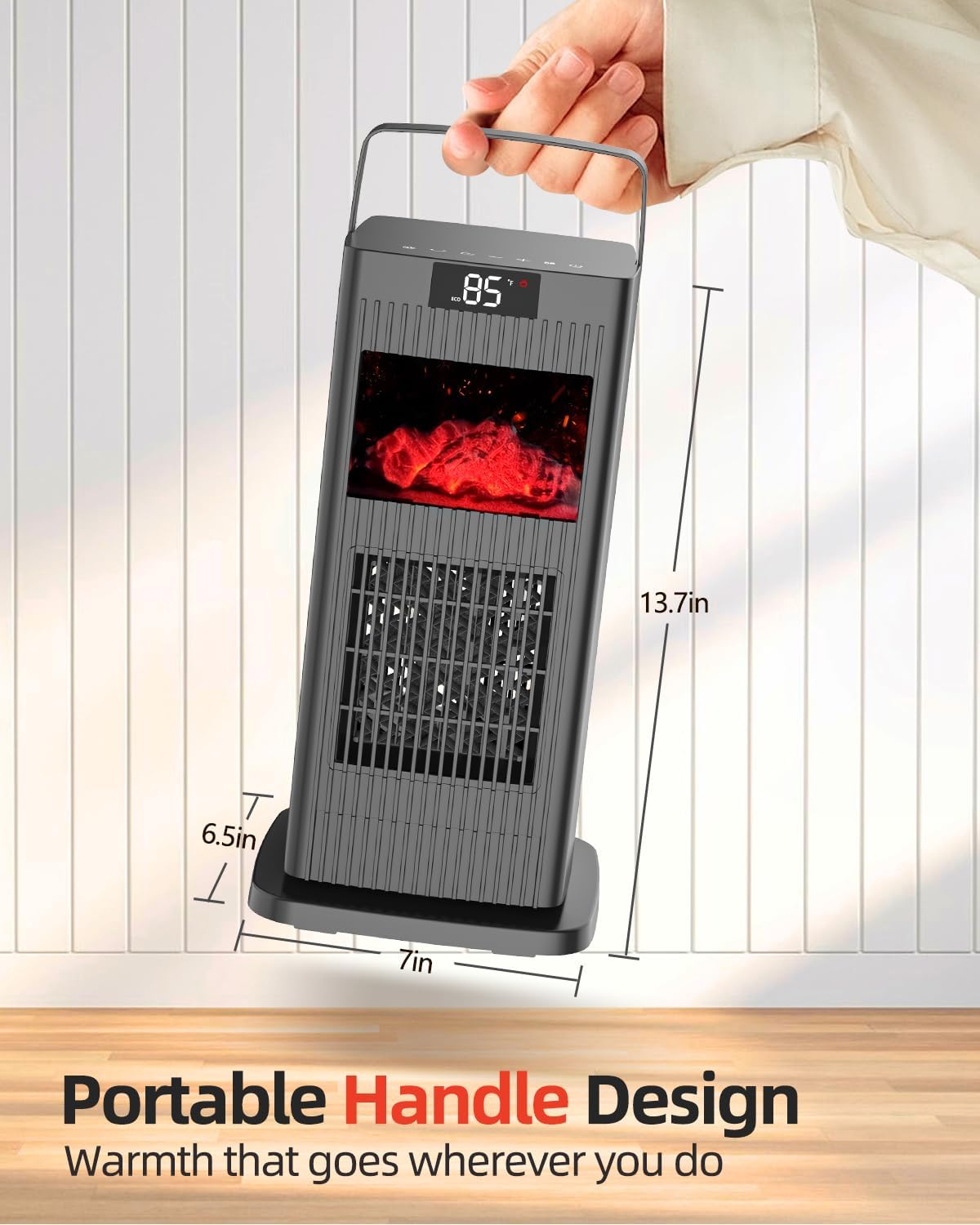 KNKA 1500W Electric Space Heater with 90 Oscillation and Thermostat