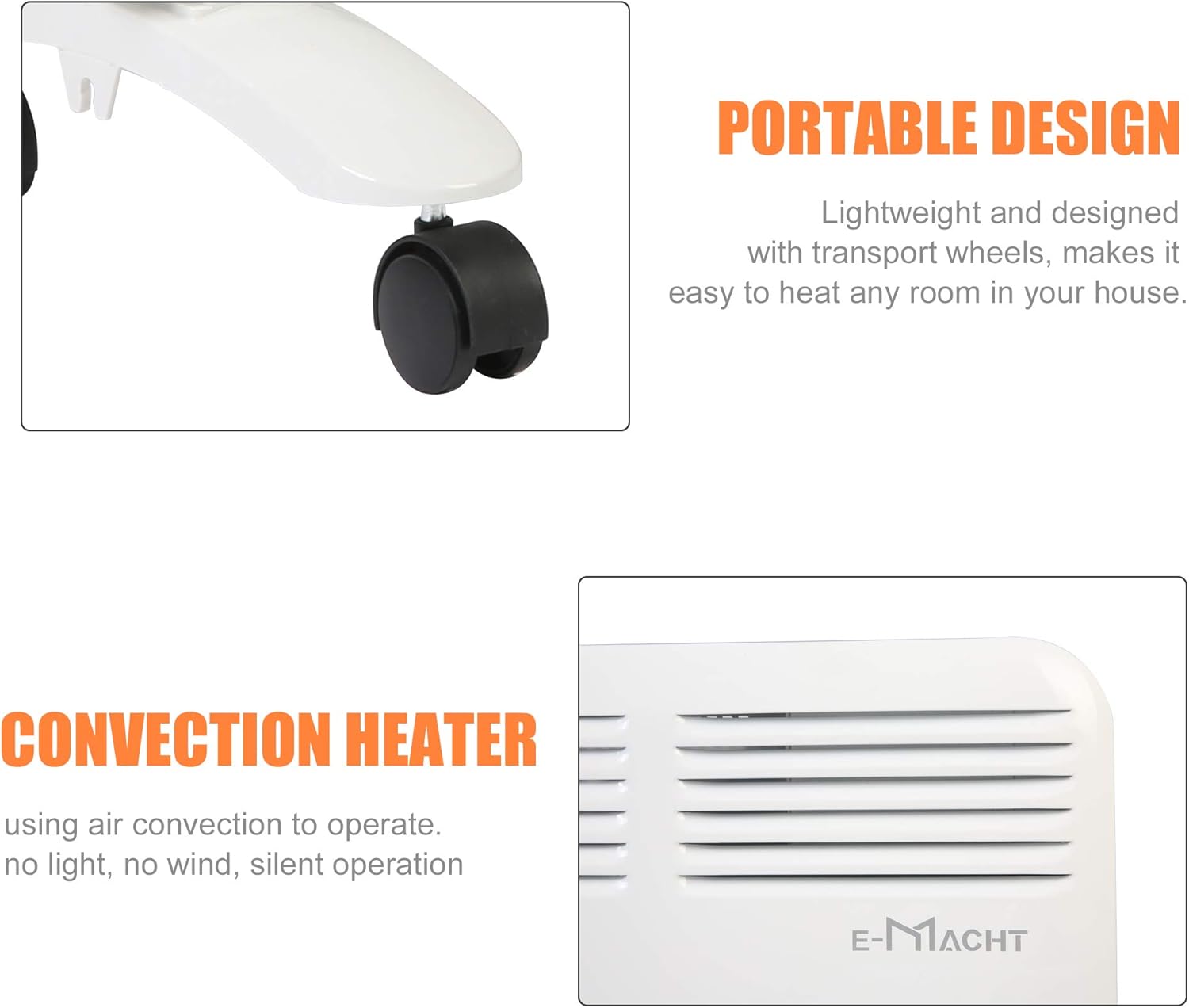 Vilobos Electric Heater with Quiet Operation and Adjustable Thermostat
