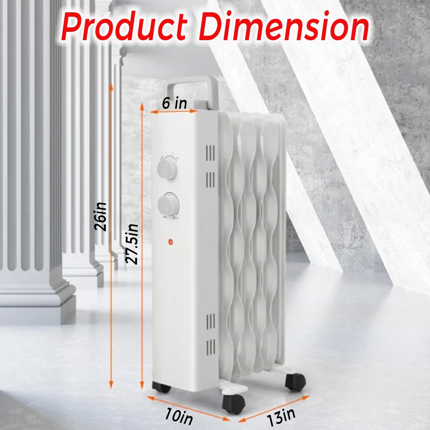 Oil Filled Radiator Heater 1500W with 3 Modes Thermostat and Safety Features