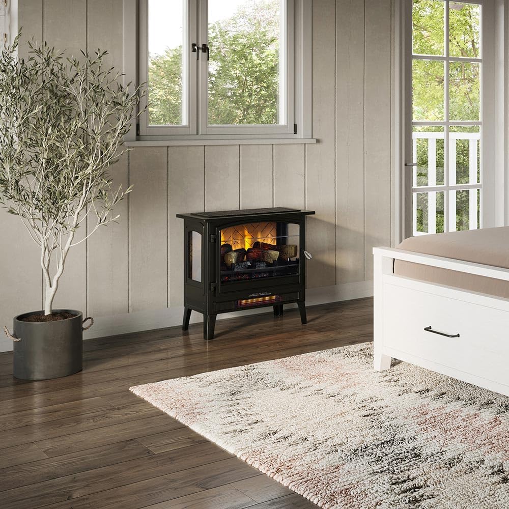 Country Living Infrared Electric Fireplace Stove in Bronze