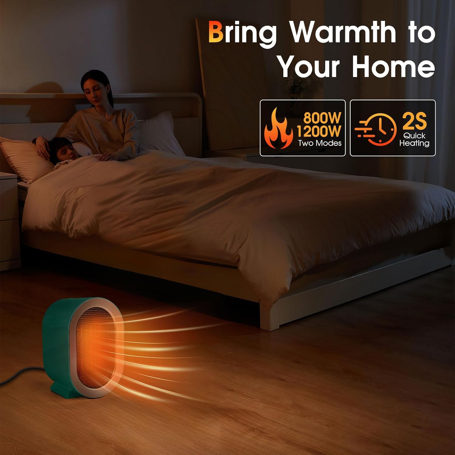 1200W Compact Electric Space Heater with Safety Quiet Operation