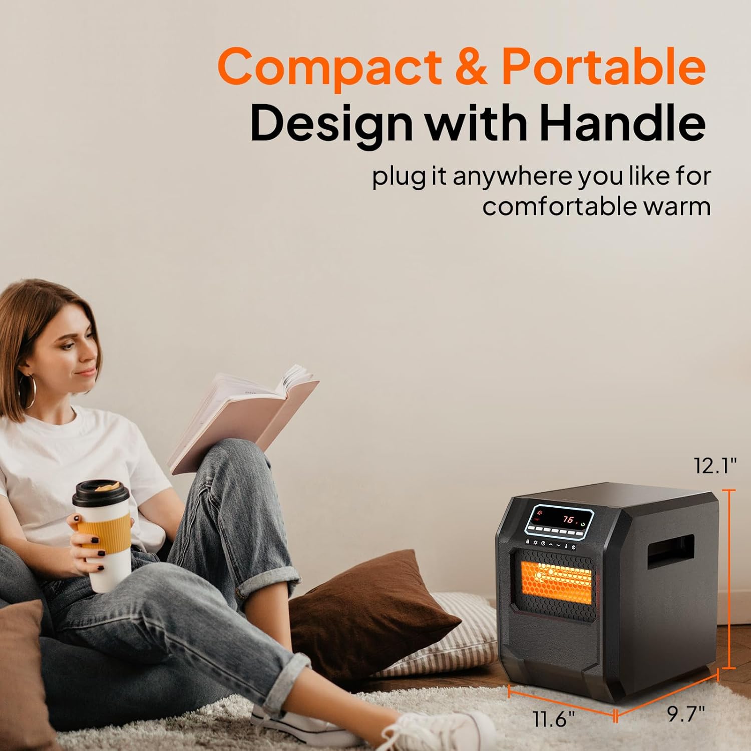 ZOKOP 750W 1500W Infrared Space Heater with Remote Control