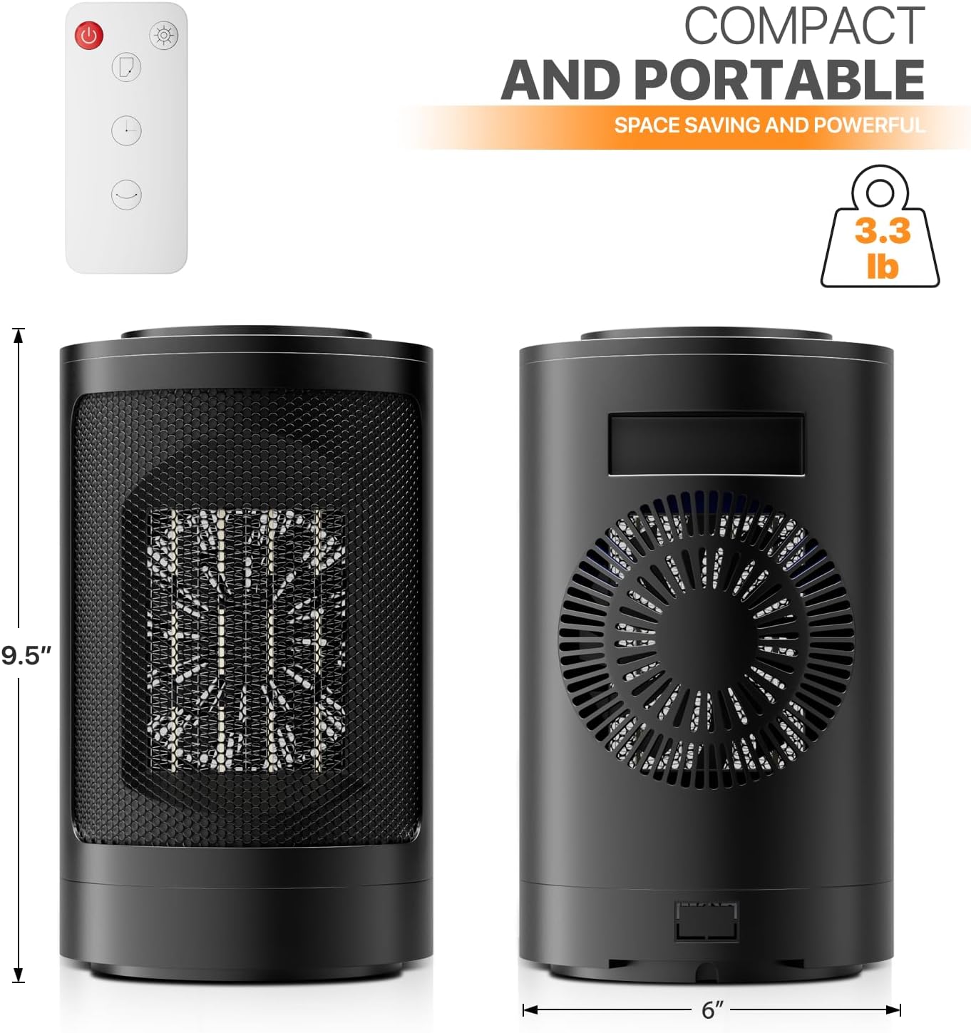 Magshion 1500W Electric Space Heater with Remote 1